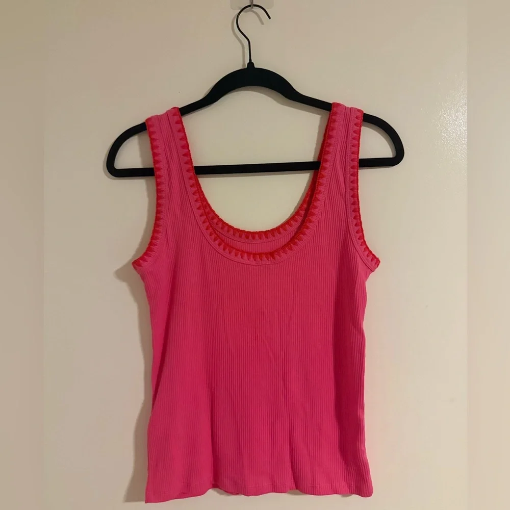 J. Crew Vibrant Pink Ribbed Tank Top